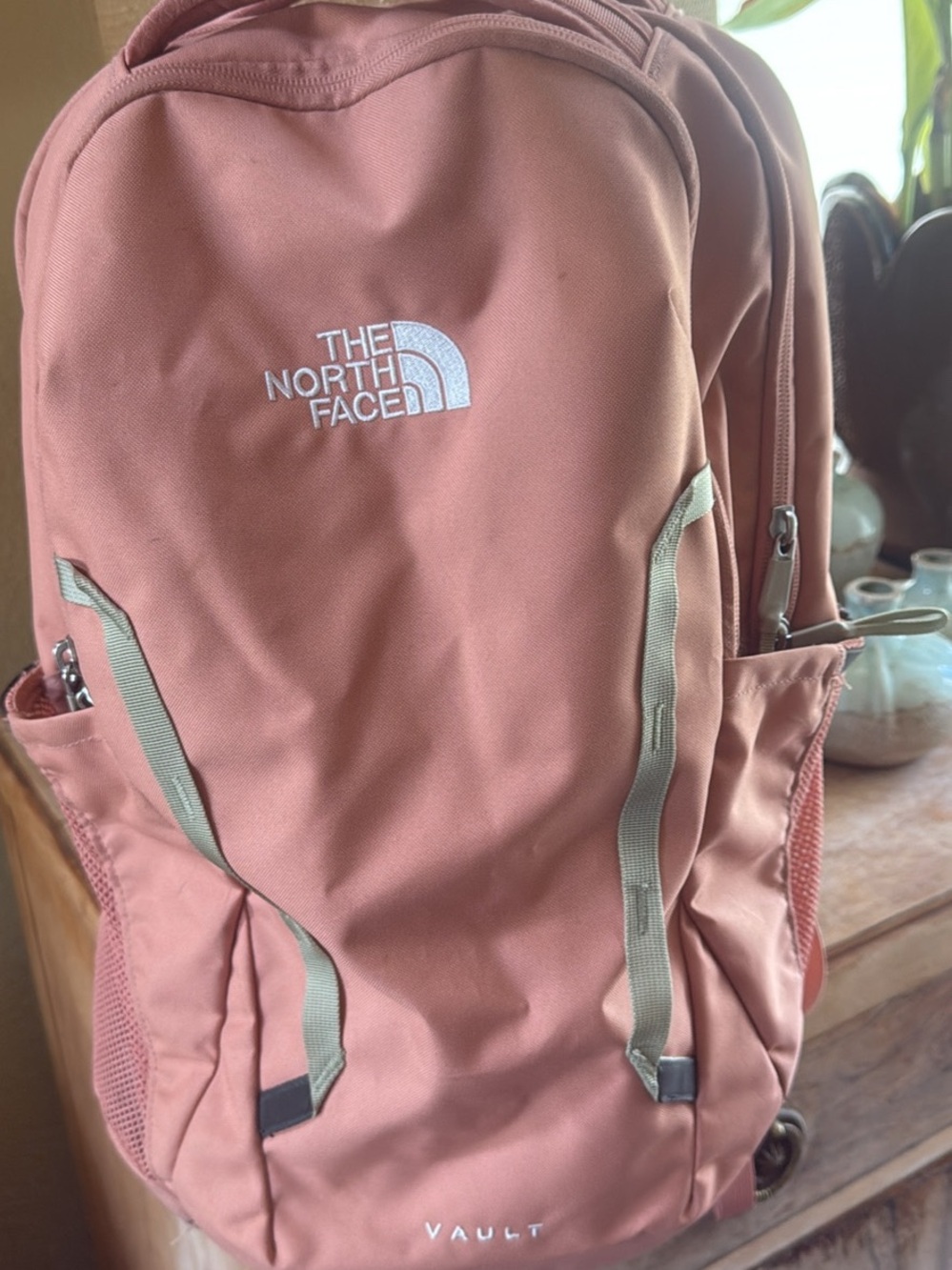 The North Face Vault Backpack in Dusty Rose Pink